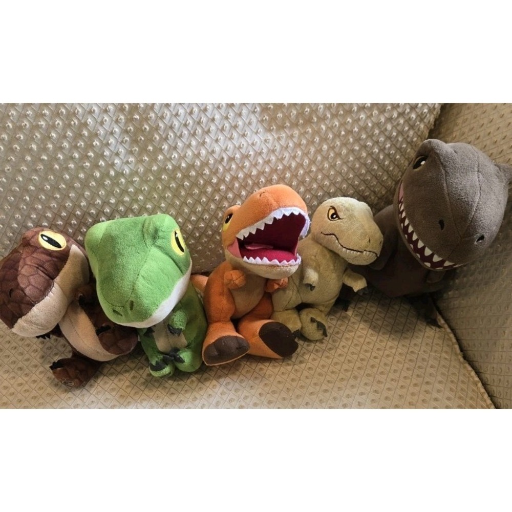 Jurassic World Dinosaur Plush Lot 5 T-Rex Raptor Licensed Stuffed Animals